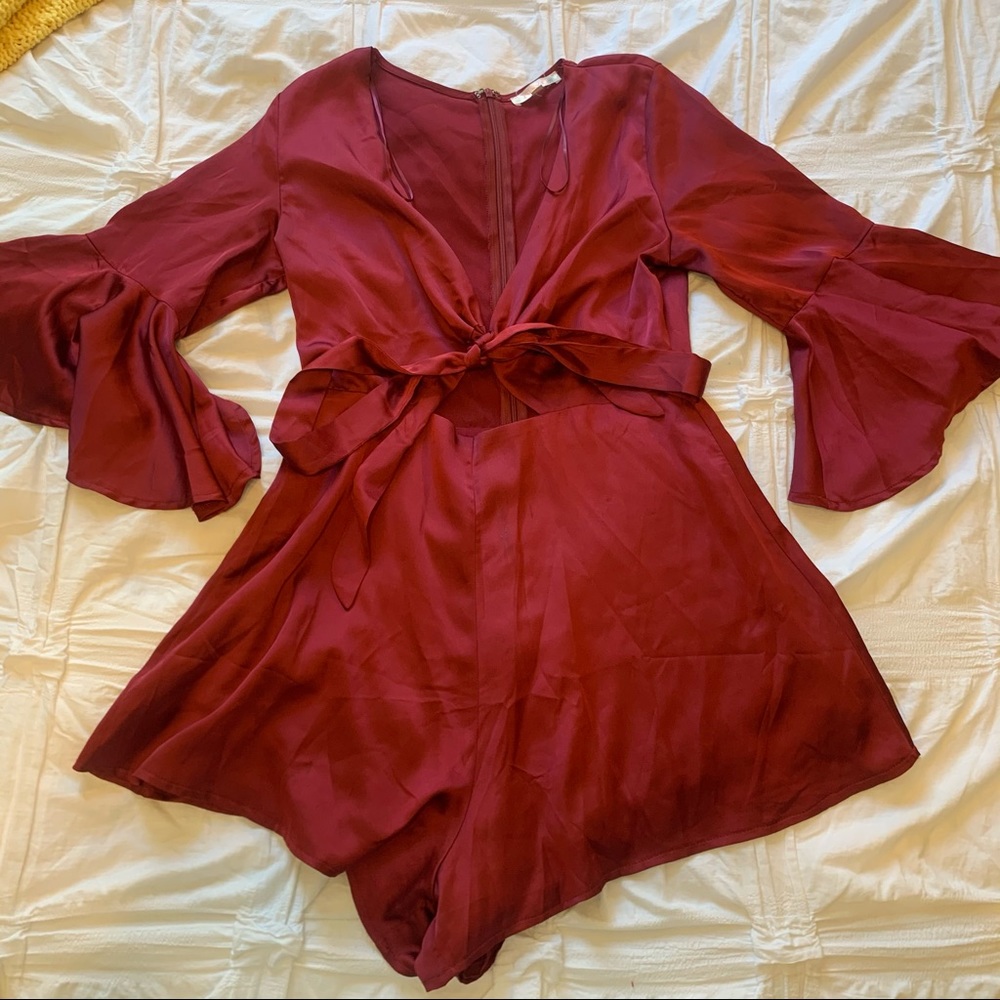 red satin romper